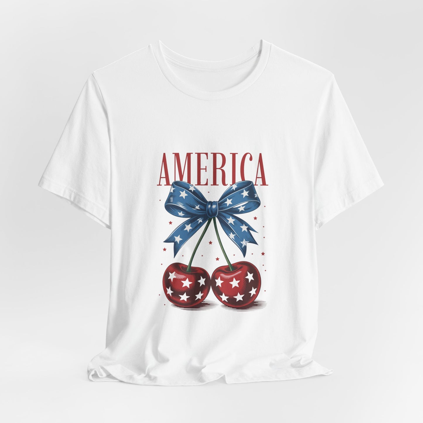 America Cherry Tee — Patriotic Stars & Stripes Graphic T-Shirt