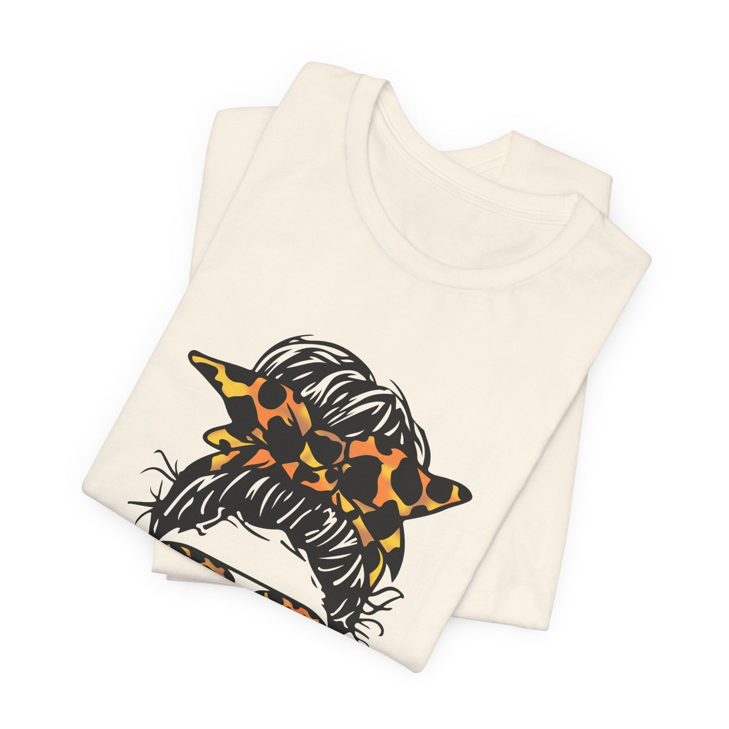 Dog Mom T-Shirt – "Kinda Busy Being a Dog Mom" Leopard Print Messy Bun Tee