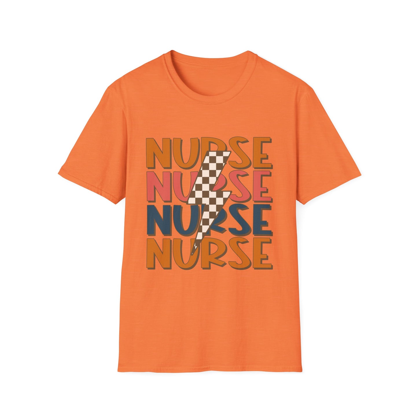 Nurse Retro Stripe T-Shirt — Vintage Checkerboard Scrub Tee for Nurses