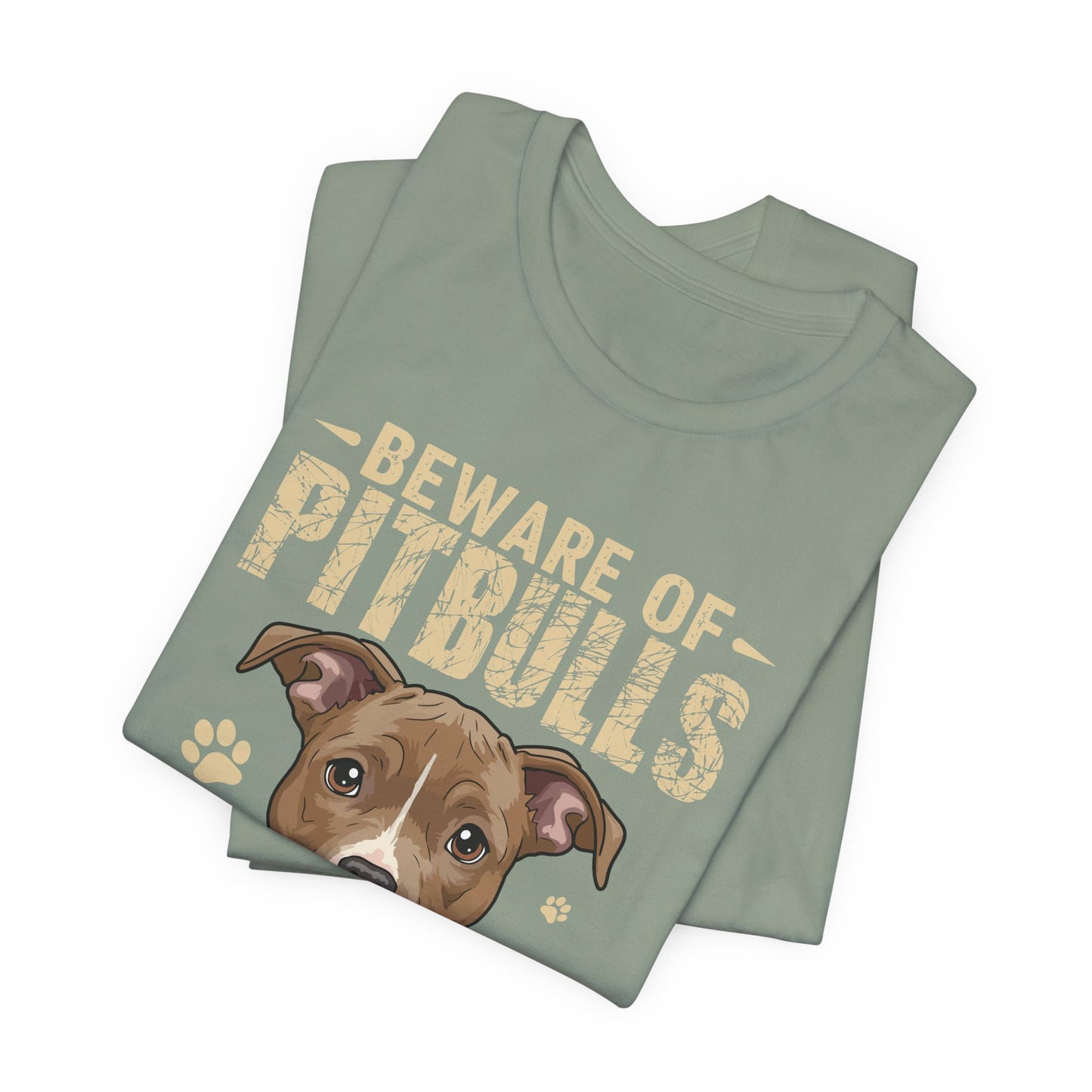 Pitbull Lover T-Shirt — "Beware of Pitbulls They Will Steal Your Hearts" Cute Dog Tee