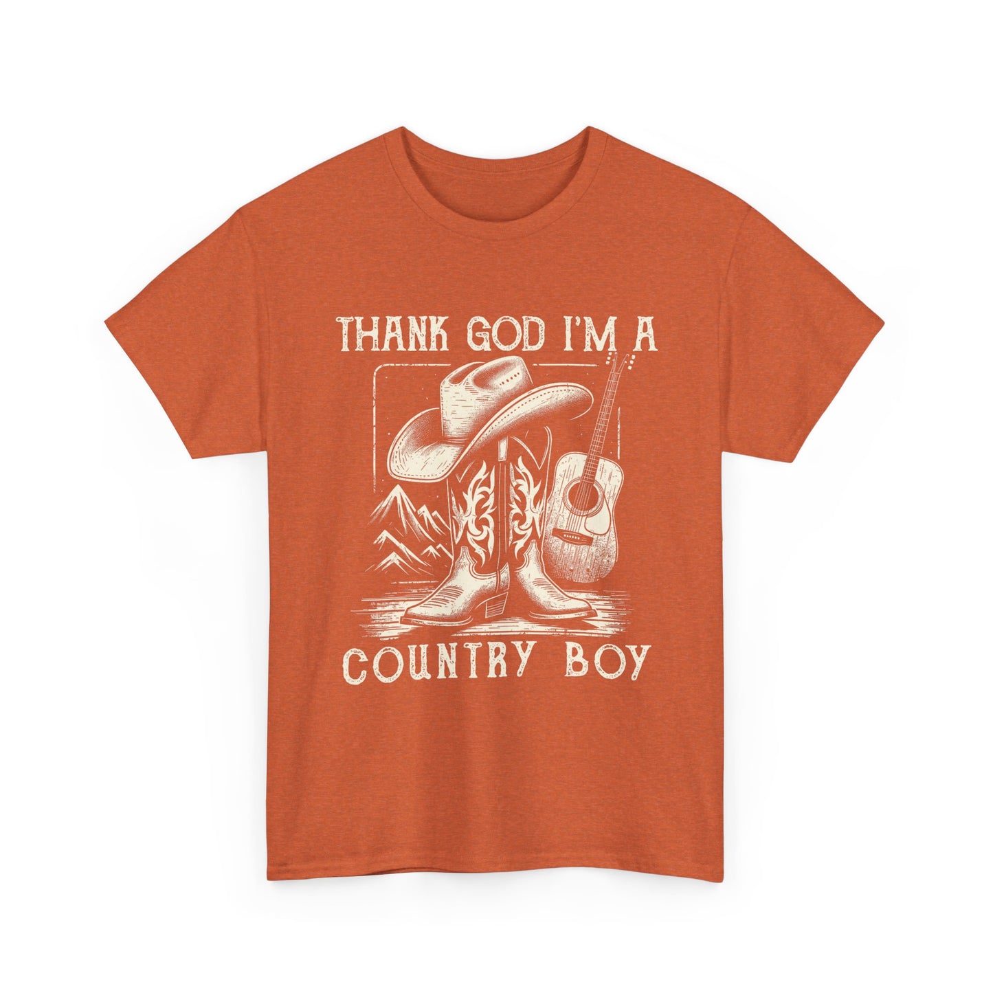 Country Boy T-Shirt — "Thank God I'm a Country Boy" Cowboy Boots & Guitar Tee