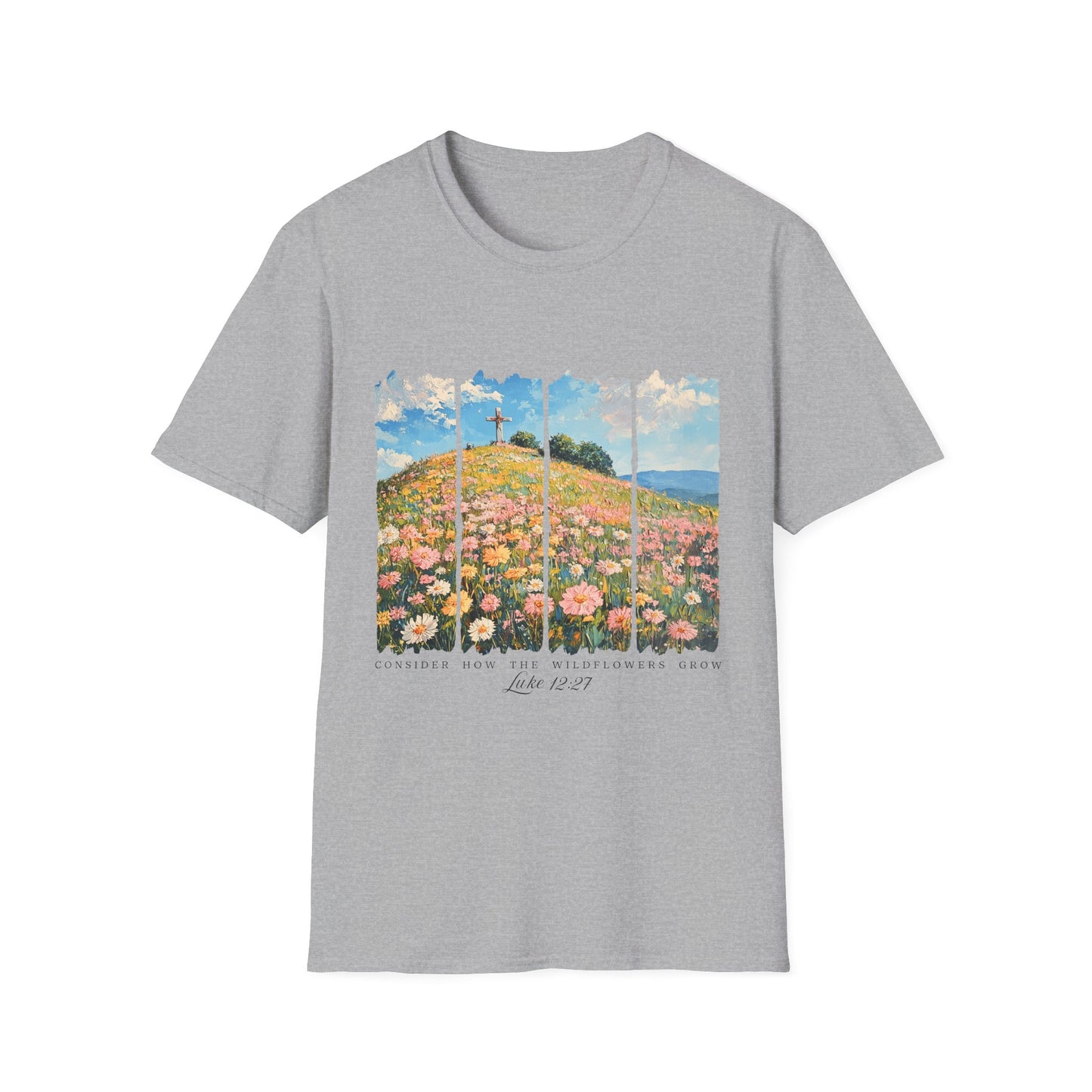 Wildflower Hills Scenic Tee — 'Live in It' Landscape Graphic T-Shirt