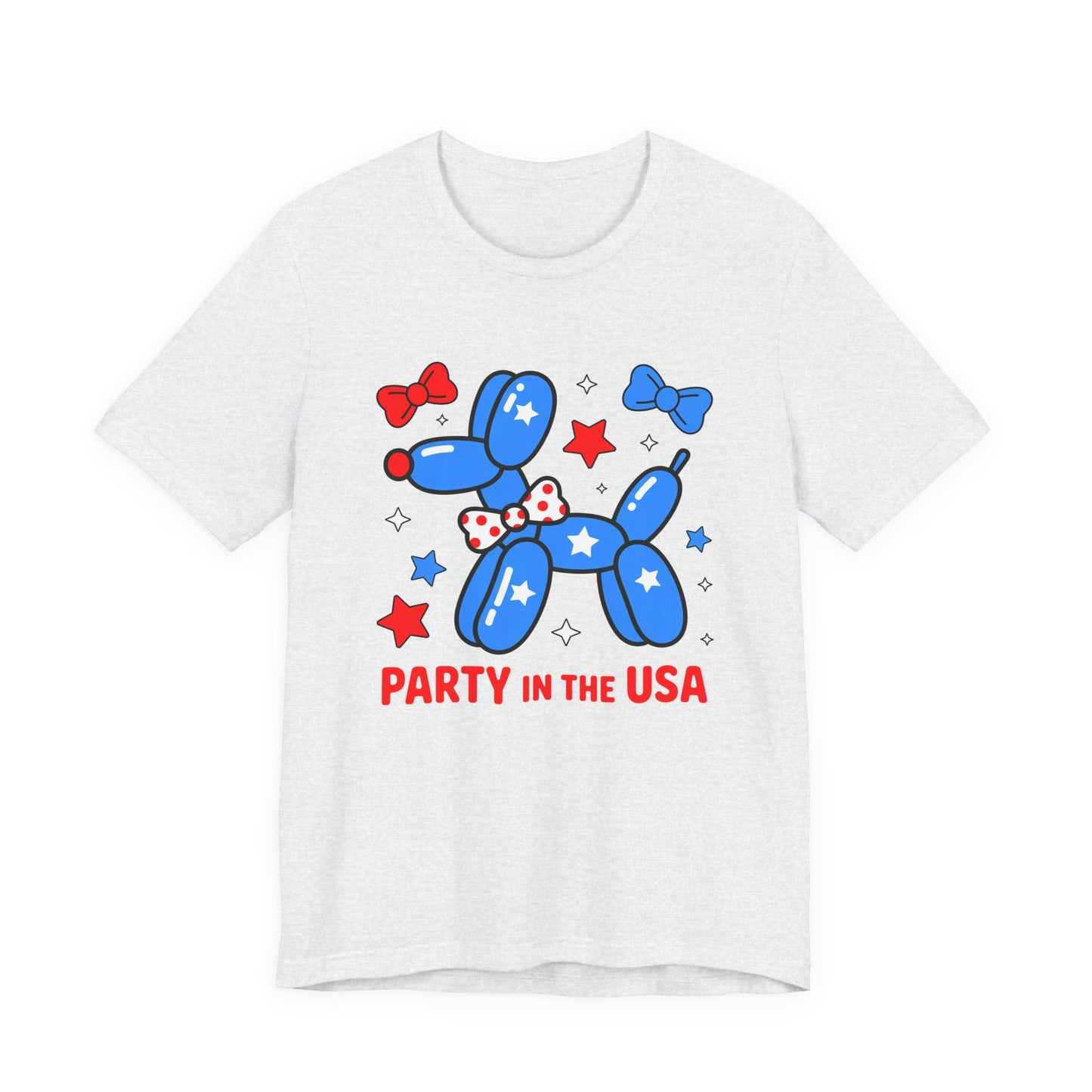 Party in the USA Balloon Dog Tee – Patriotic 4th of July Graphic T-Shirt