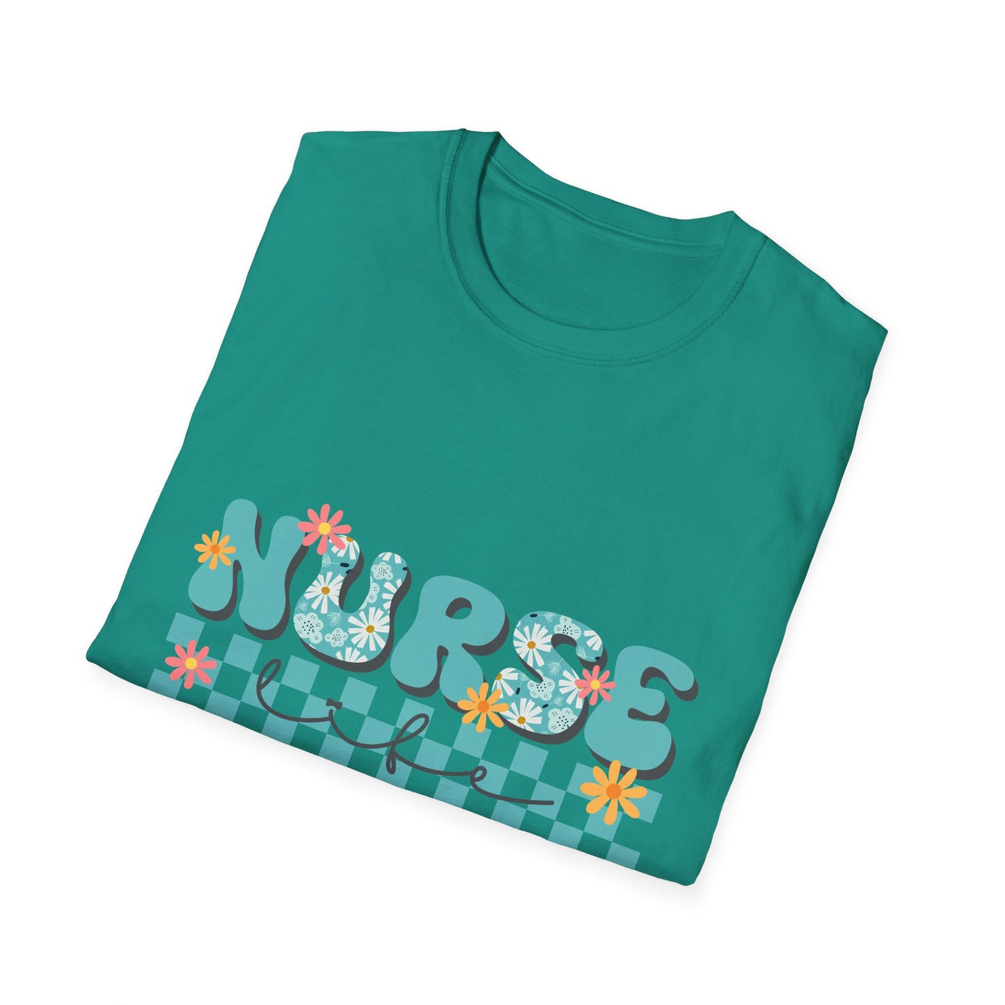 Nurse Floral Checkerboard T-Shirt