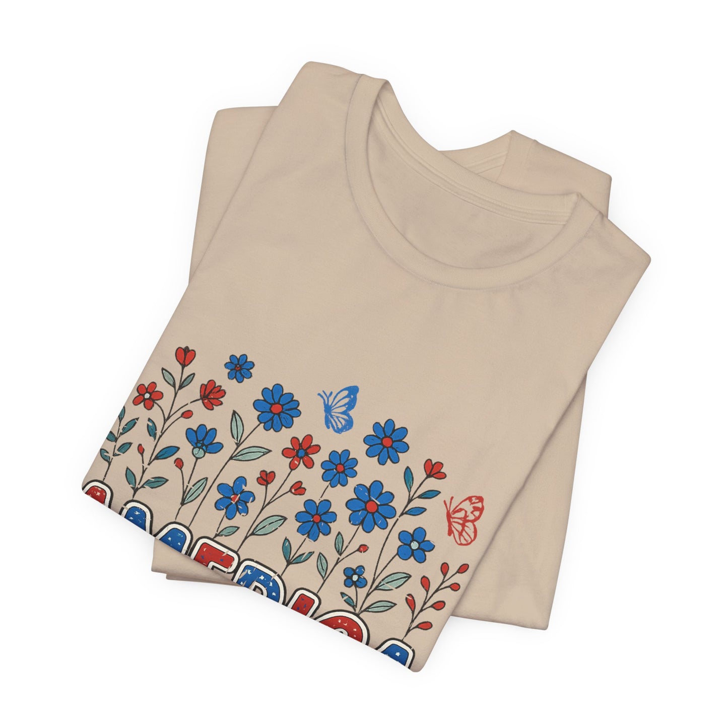 America Floral Tee — Patriotic Freedom, Bravery & Independence T-Shirt