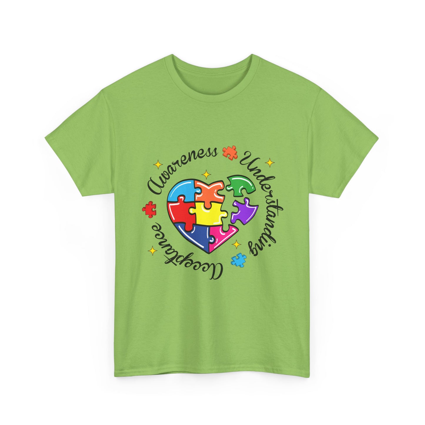 Autism Awareness Puzzle Heart T-Shirt – 'Awareness, Understanding, Acceptance'