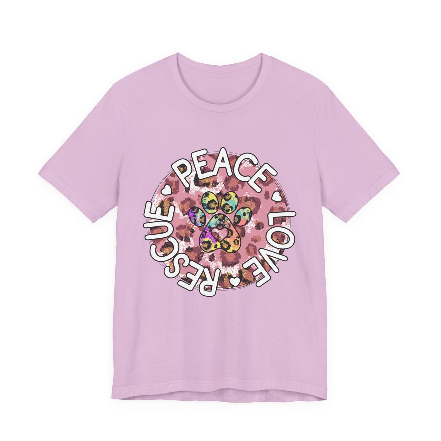Peace Love Rescue Graphic Tee — Pet Rescue Paw Print Shirt