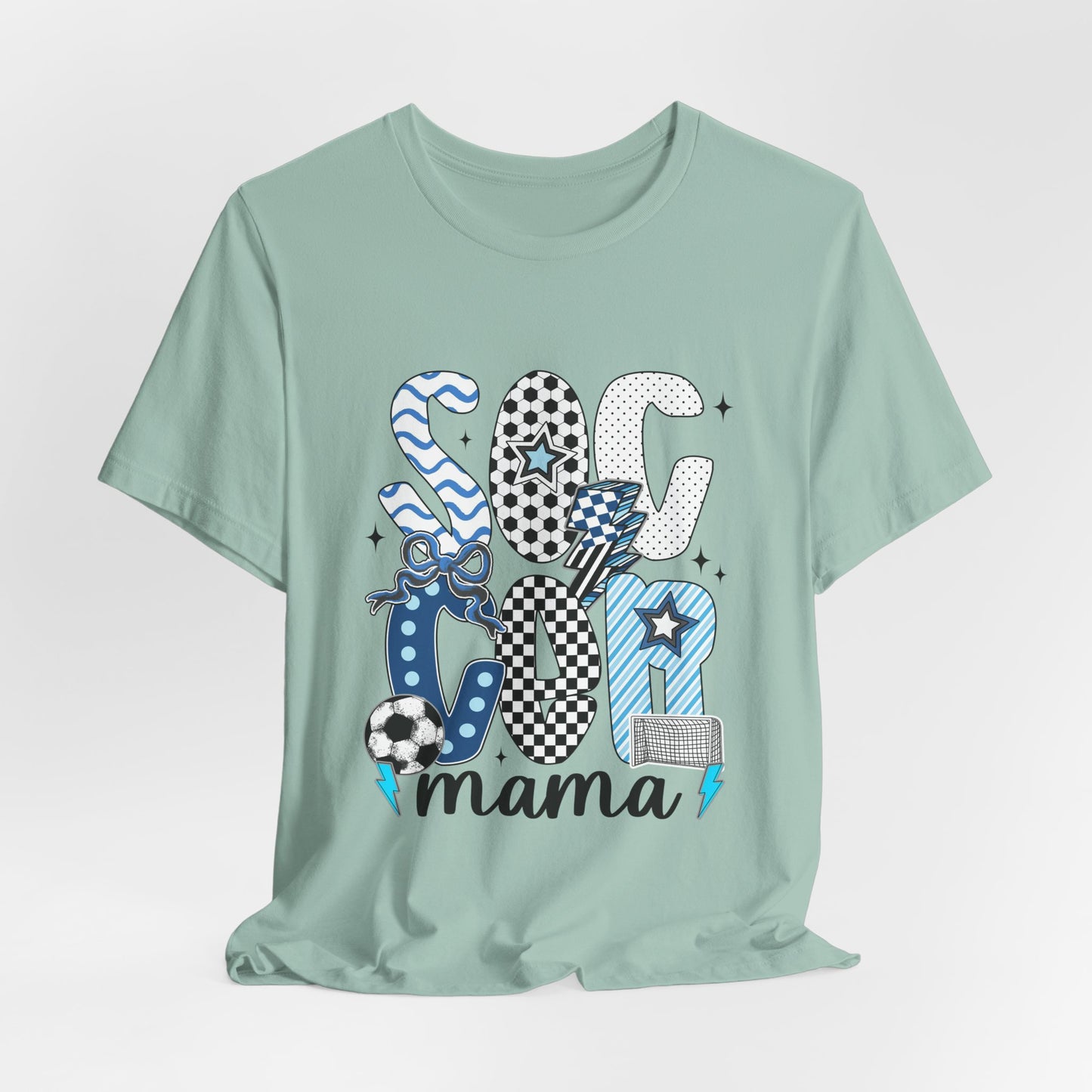 Soccer Mama Graphic Tee — 'Soccer Mama' Blue Patterned Design