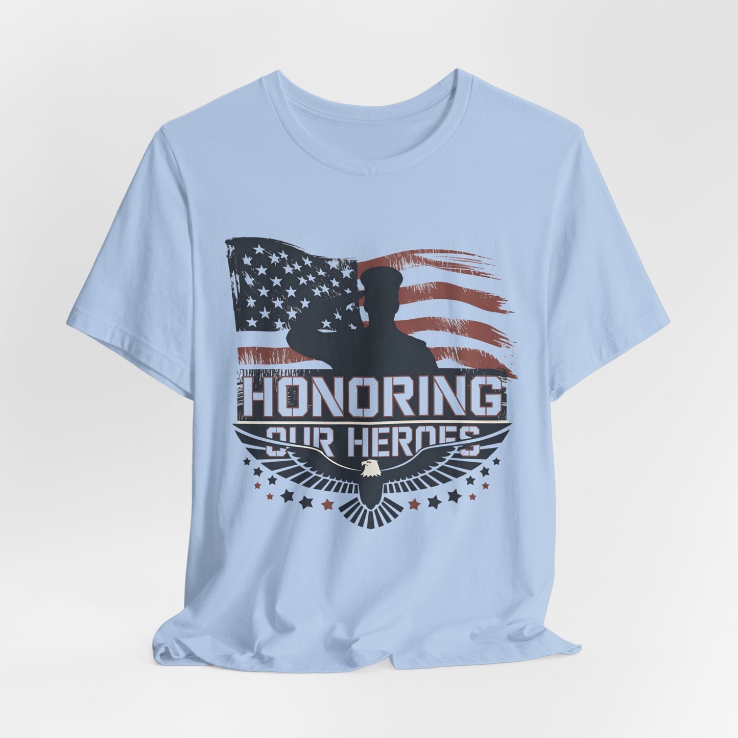Honoring Our Heroes T-Shirt — American Flag Salute Veteran Memorial Tee
