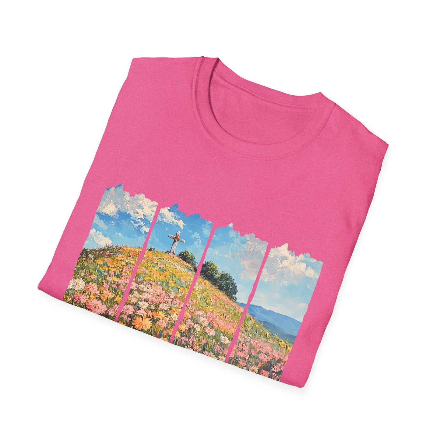 Wildflower Hills Scenic Tee — 'Live in It' Landscape Graphic T-Shirt