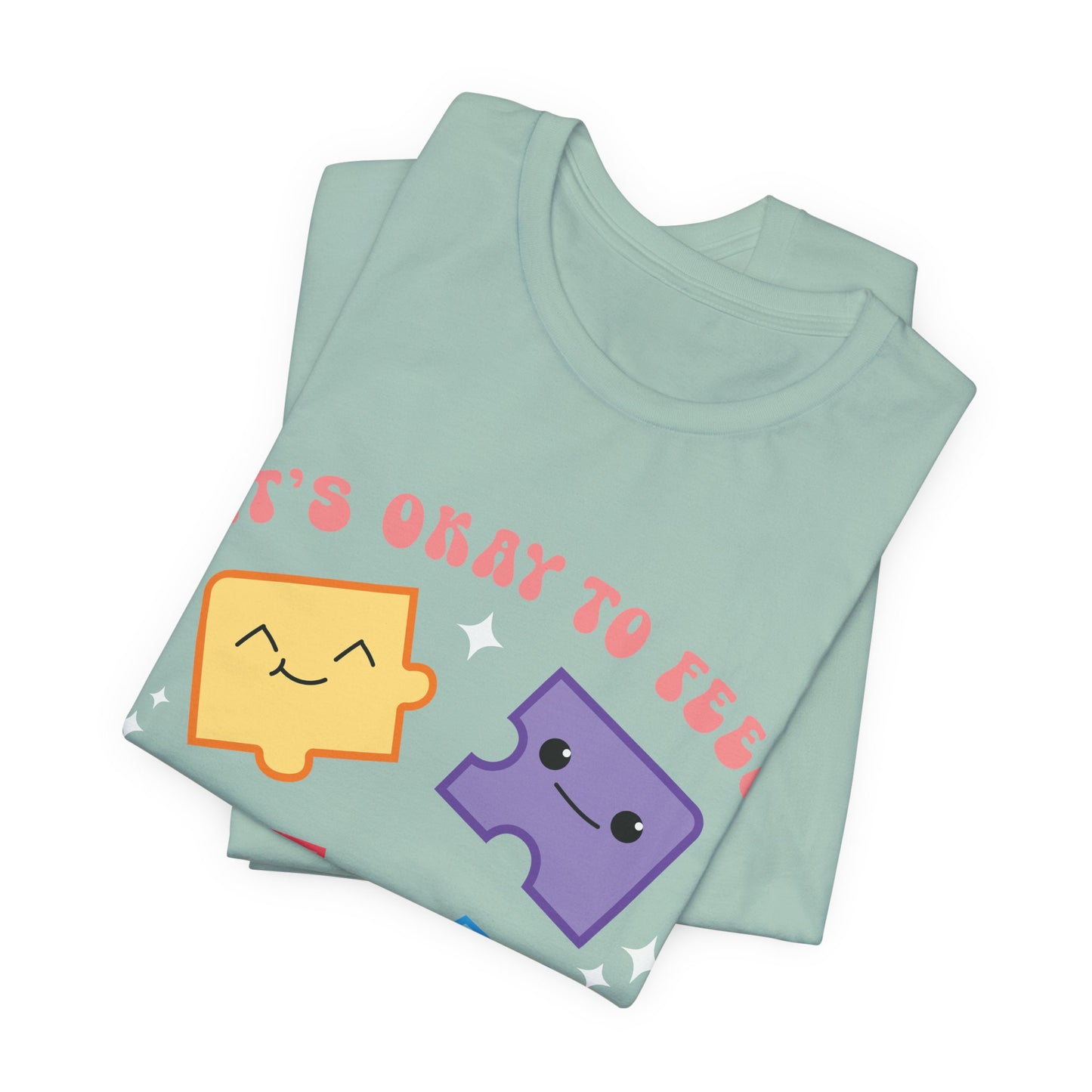 “It’s Okay to Feel” Puzzle Pieces Tee — Mental Health Awareness Comfort Shirt