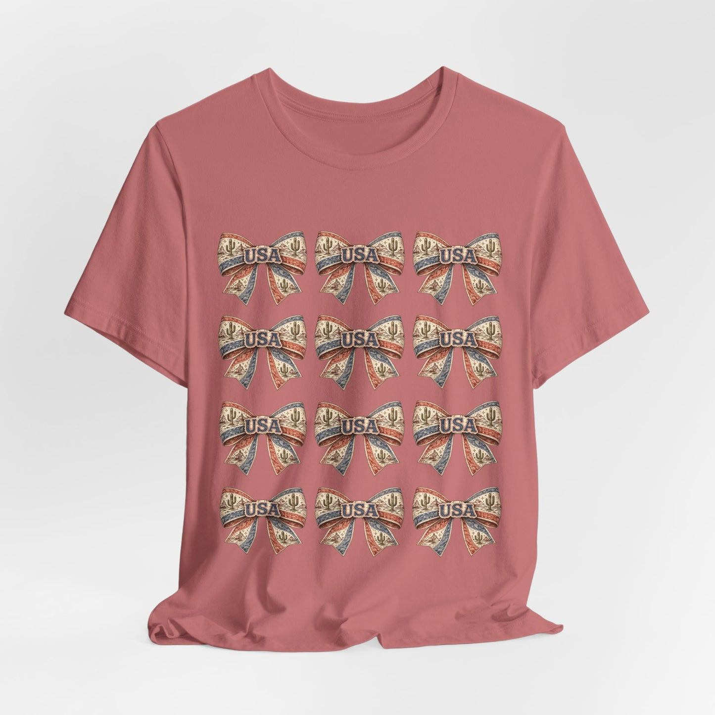 USA Patriotic Bow Pattern T-Shirt