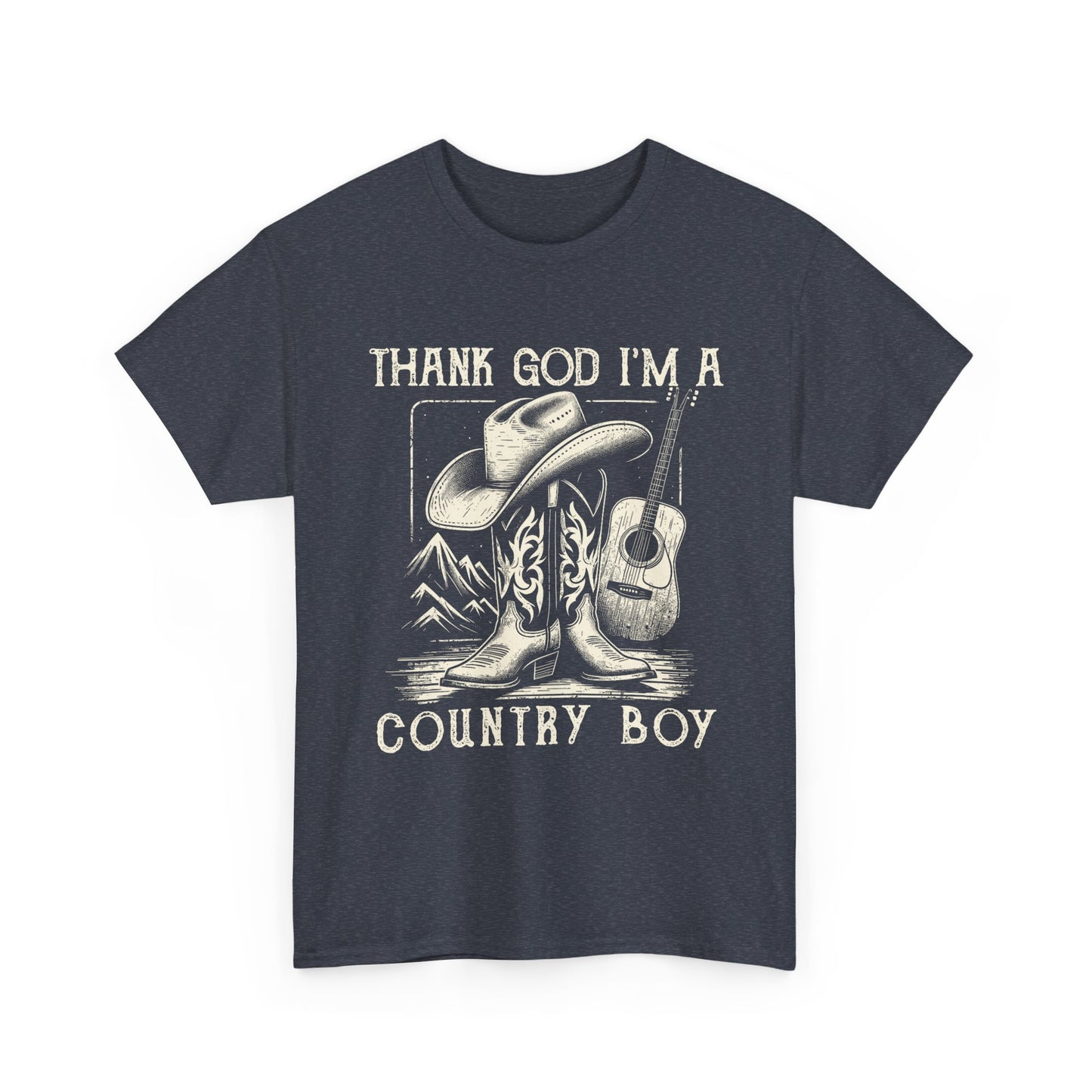 Country Boy T-Shirt — "Thank God I'm a Country Boy" Cowboy Boots & Guitar Tee