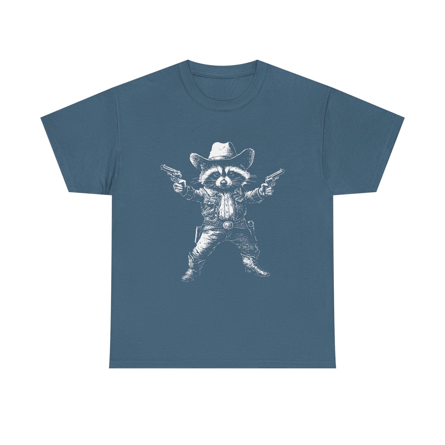 Cowboy Raccoon Graphic Tee — Western Gunslinger Vintage Style Shirt