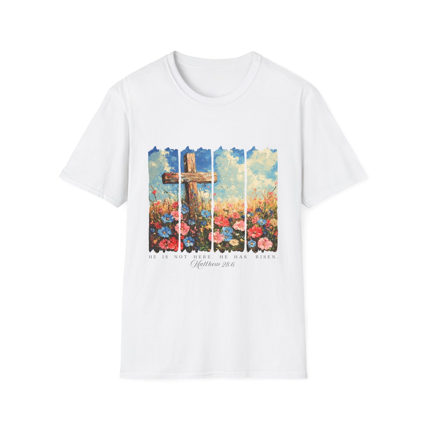 Cross and Flowers T-Shirt – Christian Faith Floral Graphic Tee (Acts 2:37)