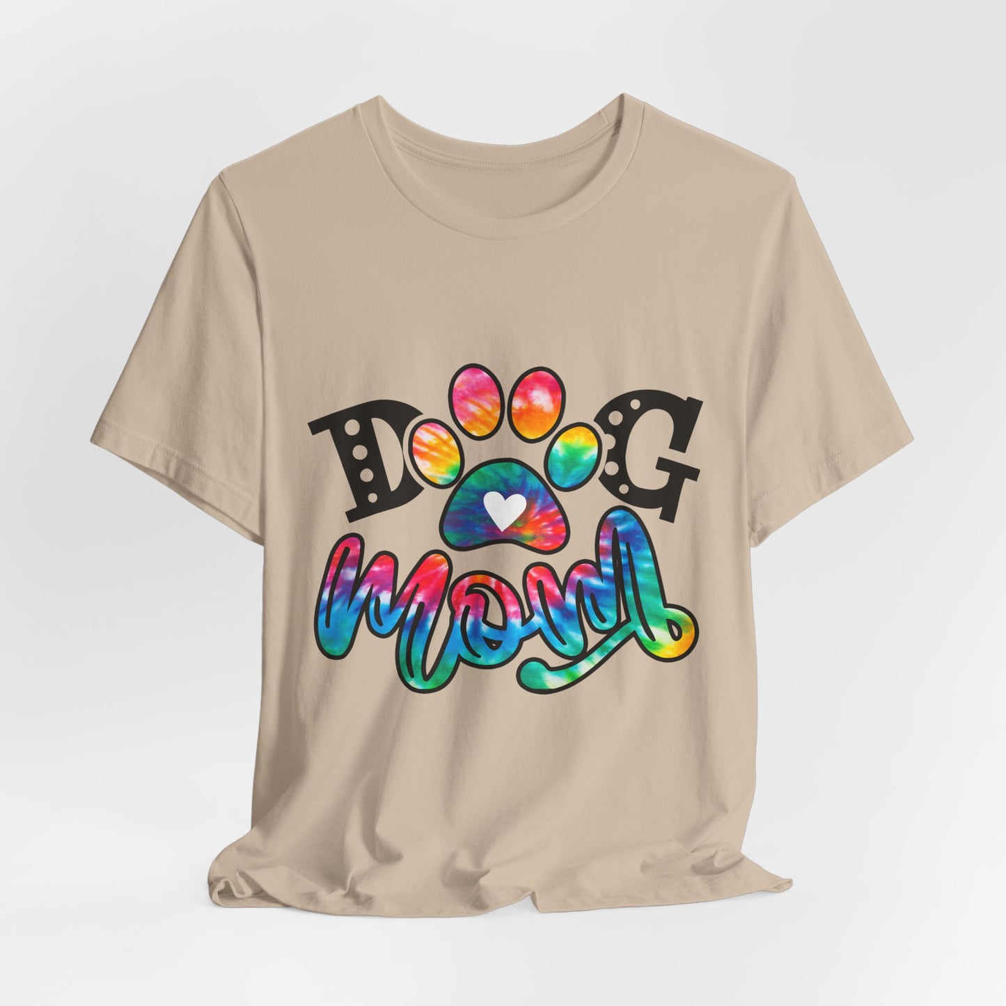 Dog Mom T-Shirt - Colorful Rainbow Paw Design