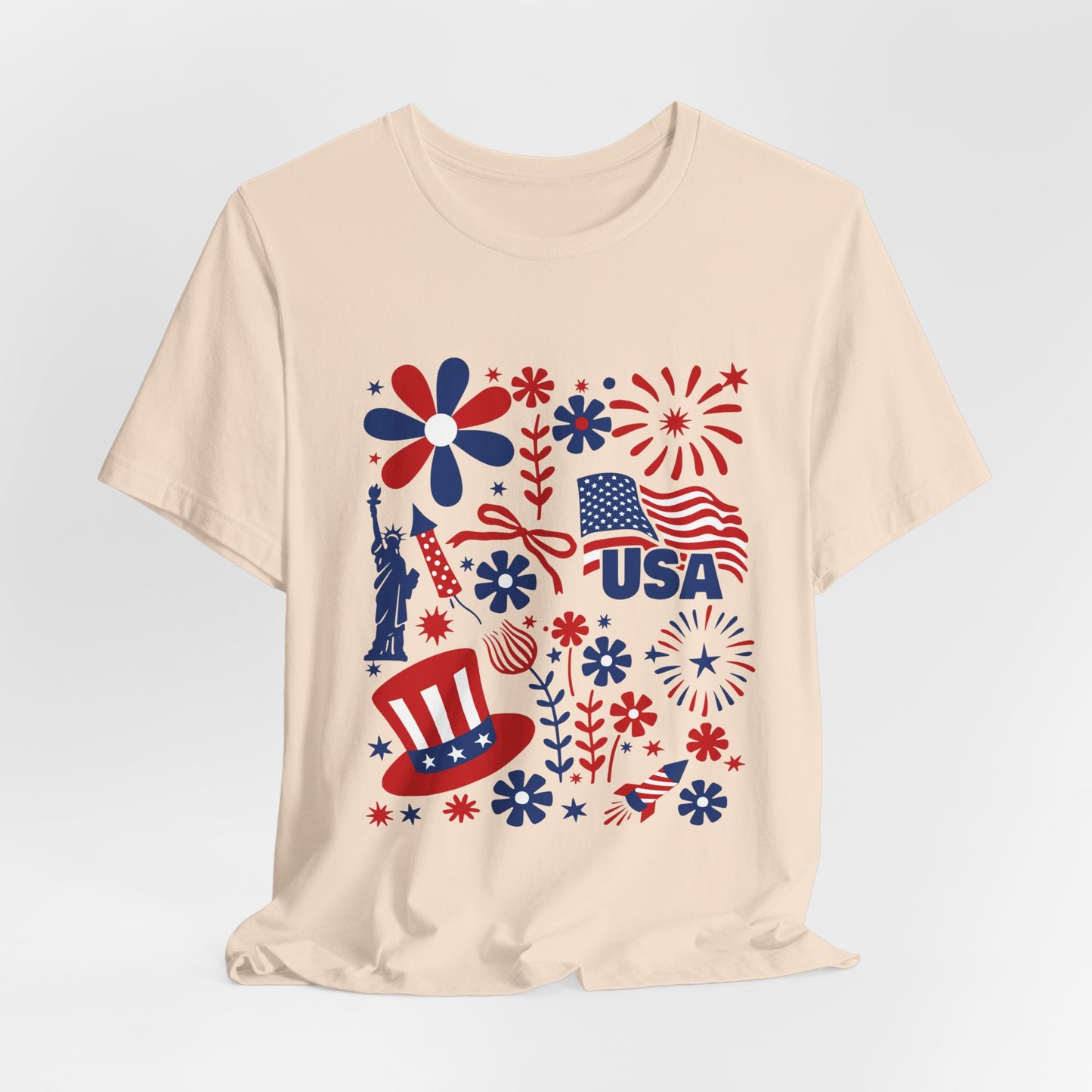 USA Patriotic T-Shirt – Fourth of July Fireworks & Liberty Graphic Tee