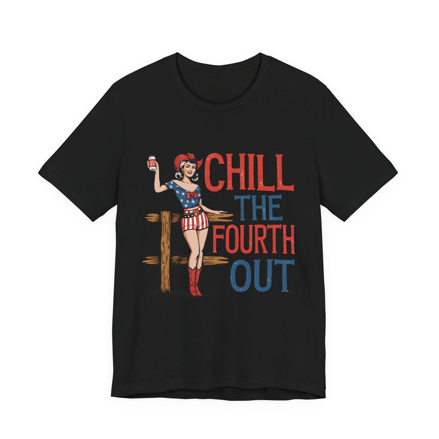 Fourth of July Tee - "Chill the Fourth Out" Vintage Pinup Patriotic Shirt