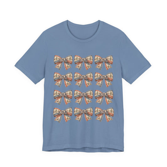 USA Patriotic Bow Pattern T-Shirt