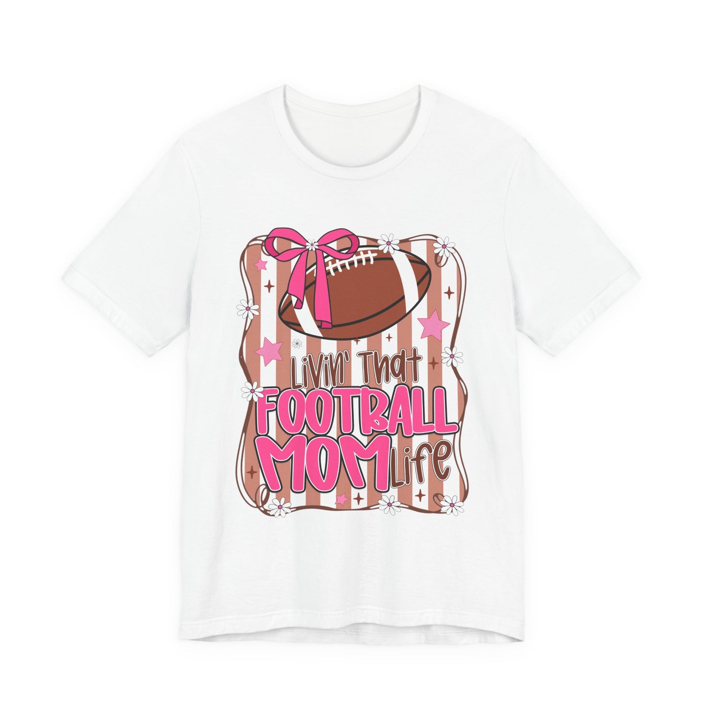 Football Mom Life T-Shirt — Pink Bow Football Mom Tee