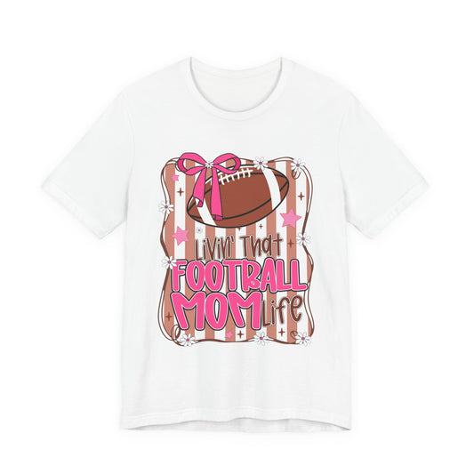 Football Mom Life T-Shirt — Pink Bow Football Mom Tee