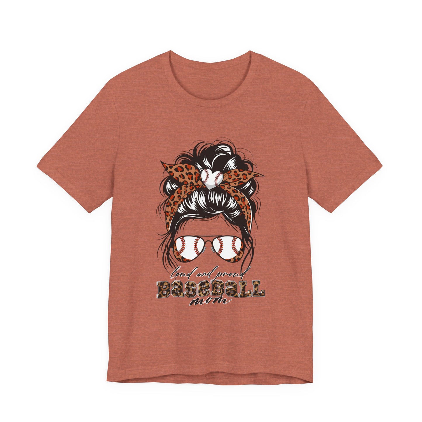 Baseball Mom Graphic Tee — Leopard Hairbow, Sunnies & "Baseball Mom" Text