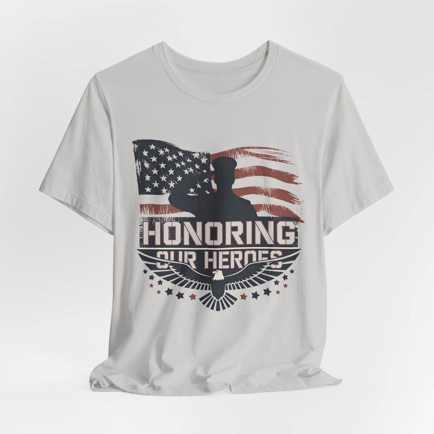 Honoring Our Heroes T-Shirt — American Flag Salute Veteran Memorial Tee