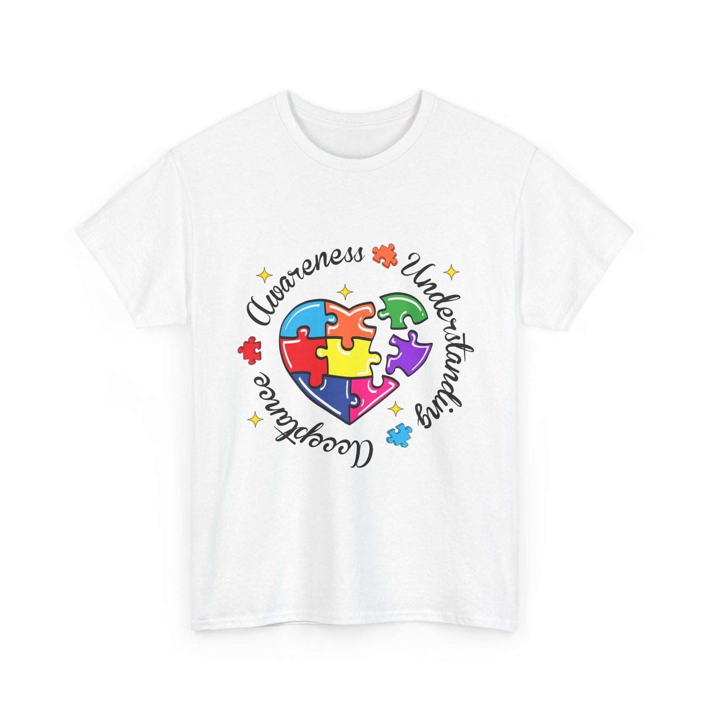 Autism Awareness Puzzle Heart T-Shirt – 'Awareness, Understanding, Acceptance'