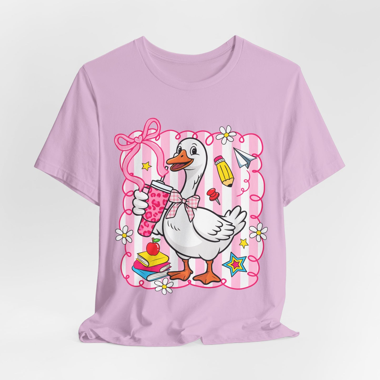 Cute Goose Graphic Tee — School Supplies Back-to-School T-Shirt