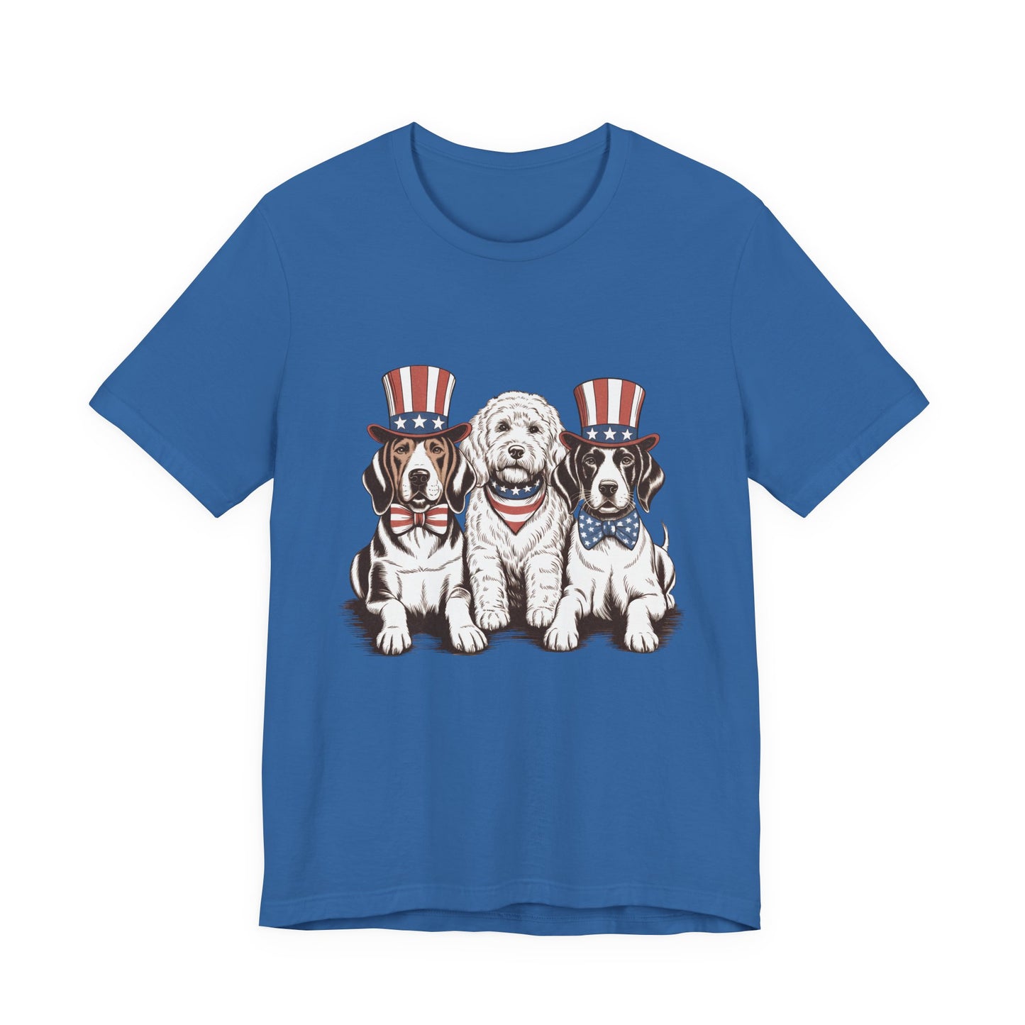 Patriotic Puppies T-Shirt — 4th of July Dog Tee with Uncle Sam Hats