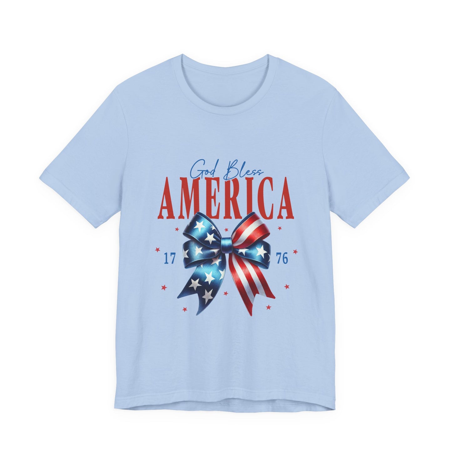 God Bless America Bow T-Shirt — Patriotic 1776 Fourth of July Tee