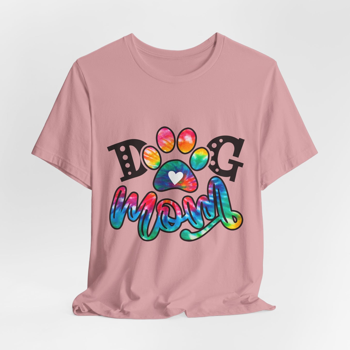 Dog Mom T-Shirt - Colorful Rainbow Paw Design