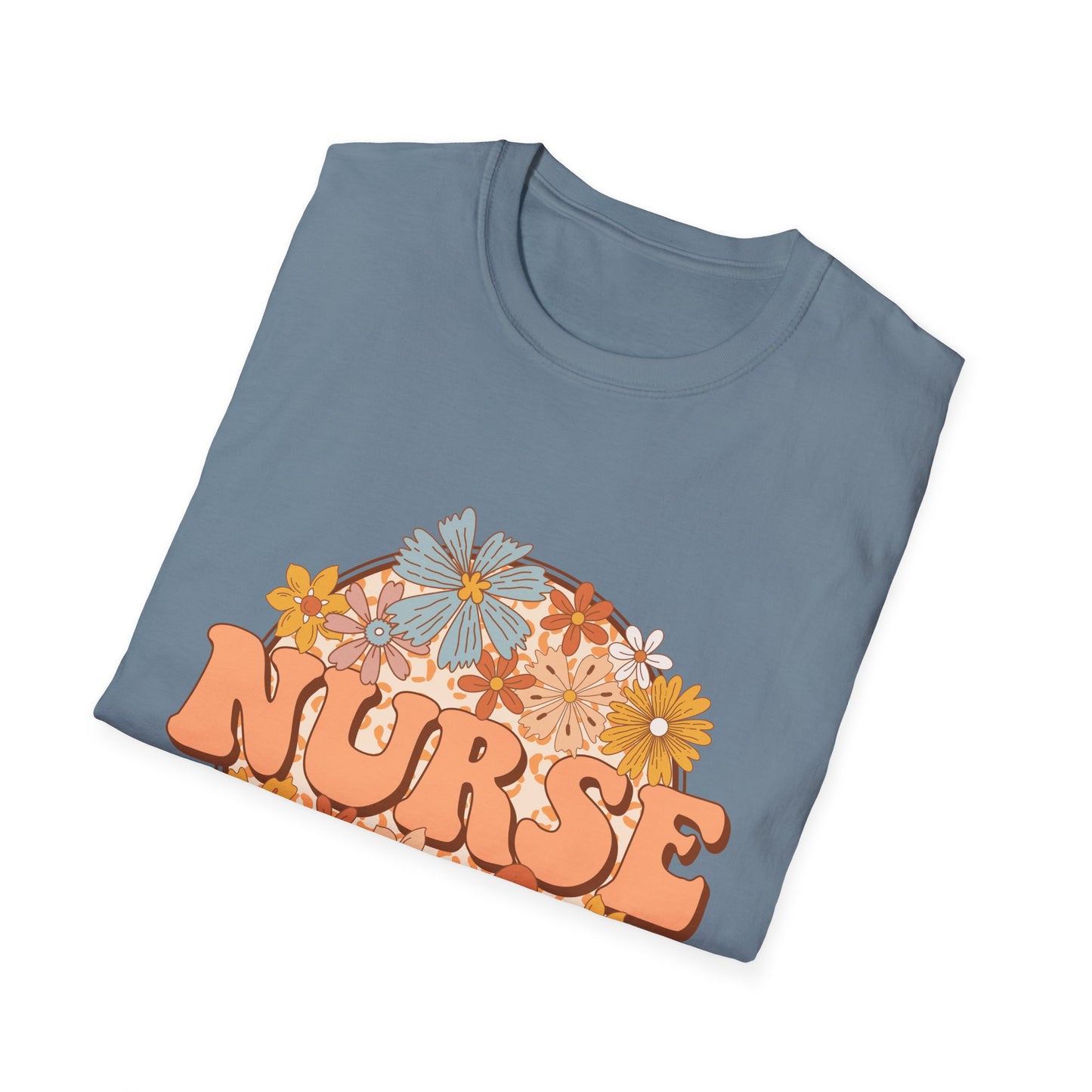 Nurse Floral Retro Tee — "NURSE" Vintage Flower Graphic T-Shirt