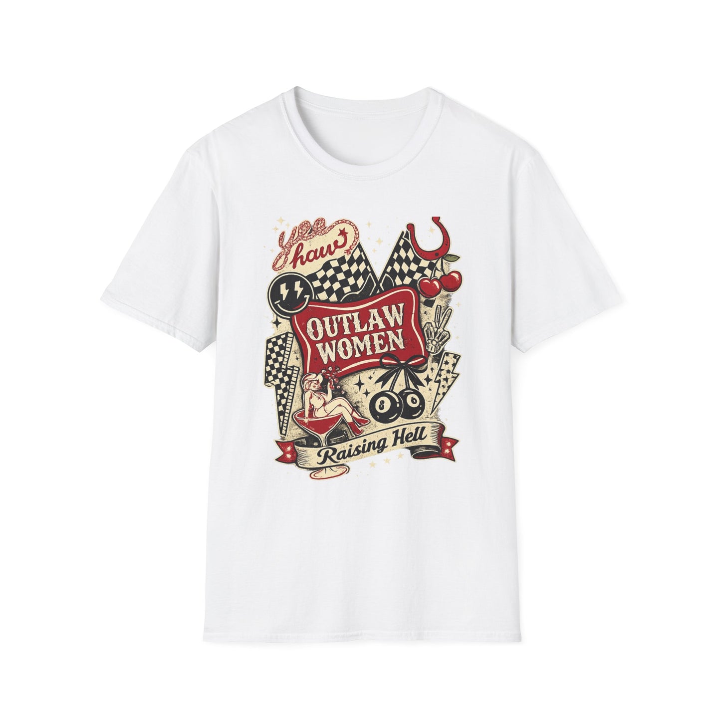 Outlaw Women T-Shirt — Raising Hell Vintage Rockabilly Design
