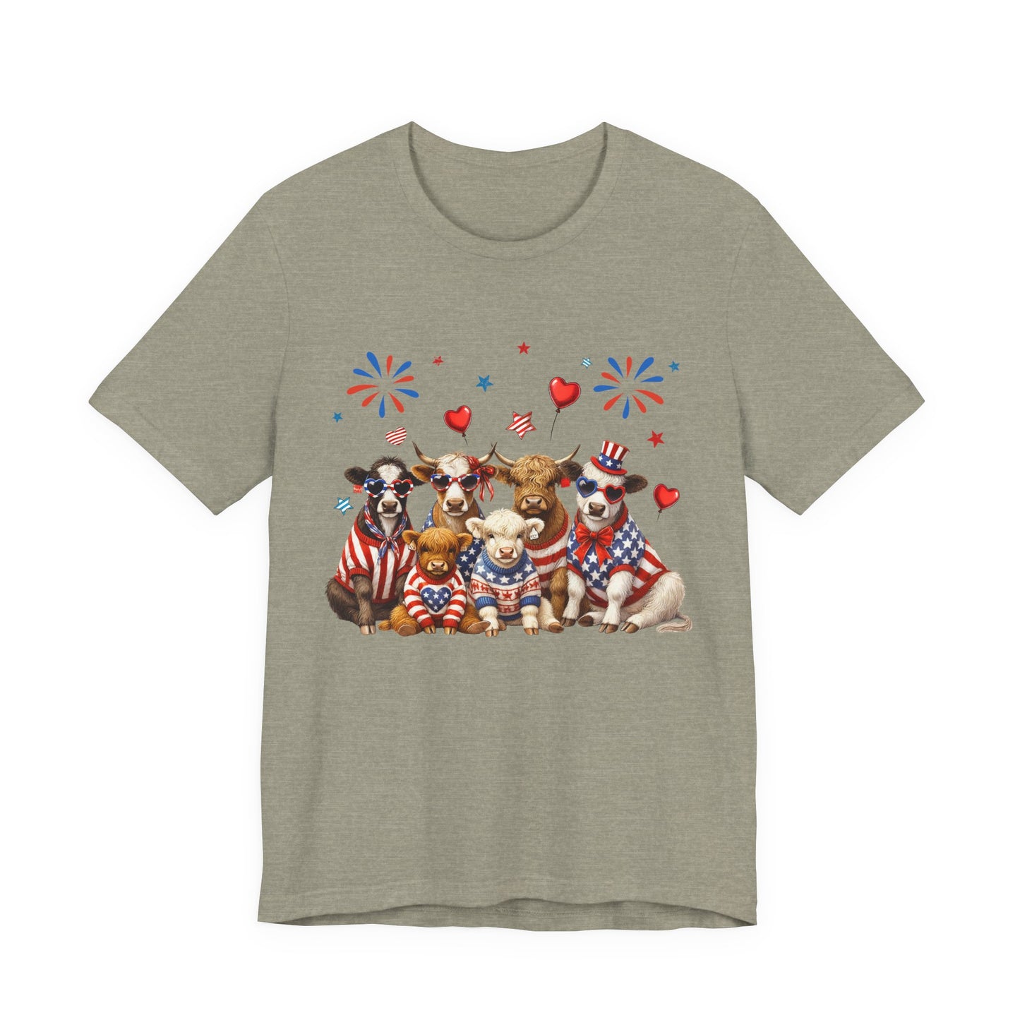Patriotic CowsT-Shirt — Cute Cows in USA Outfit 4th of July Tee