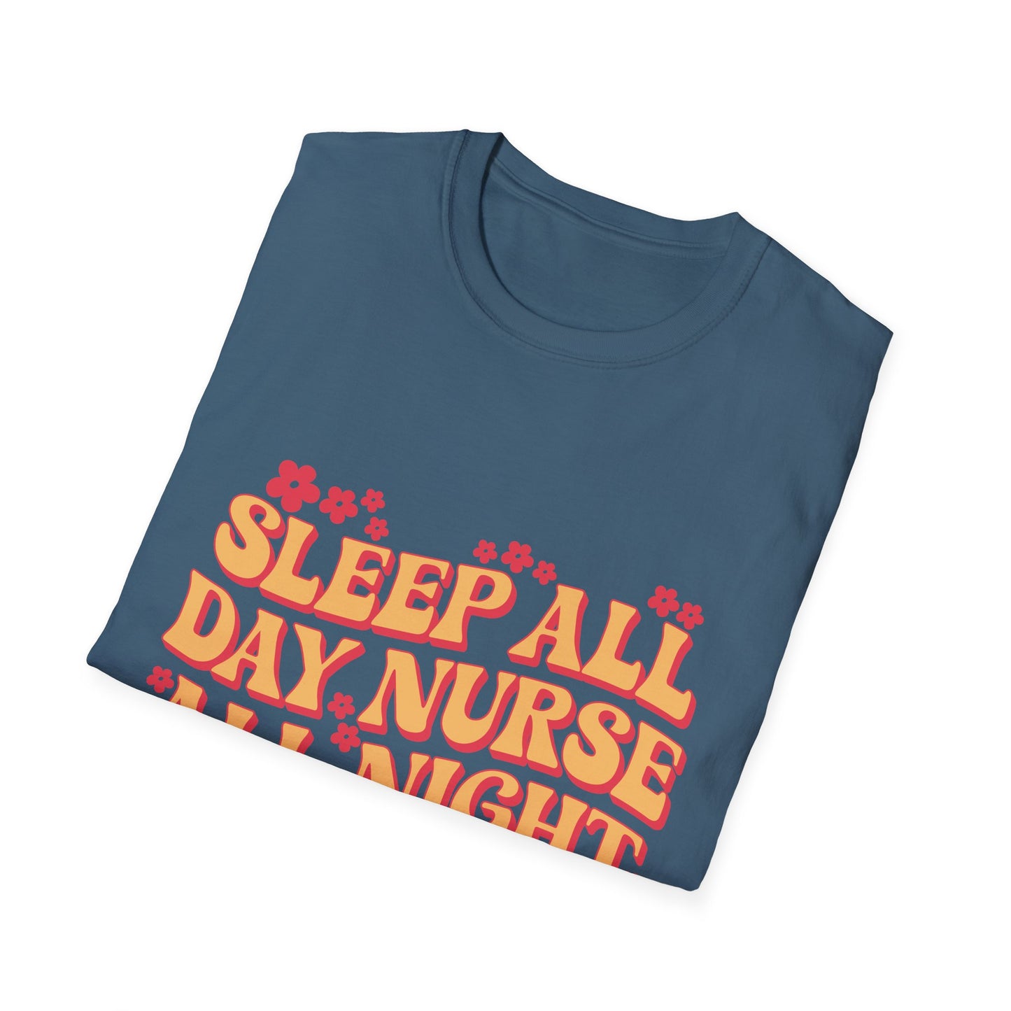 Nurse Life T-Shirt - "Sleep All Day, Nurse All Night" Retro Floral Tee