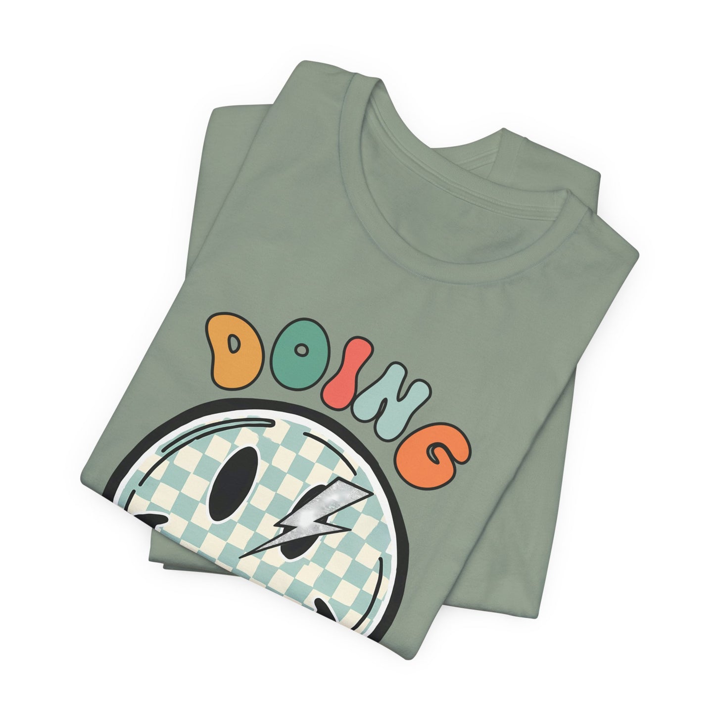 Doing My Best Smiley Tee — Retro Checkerboard Positive Message T‑Shirt