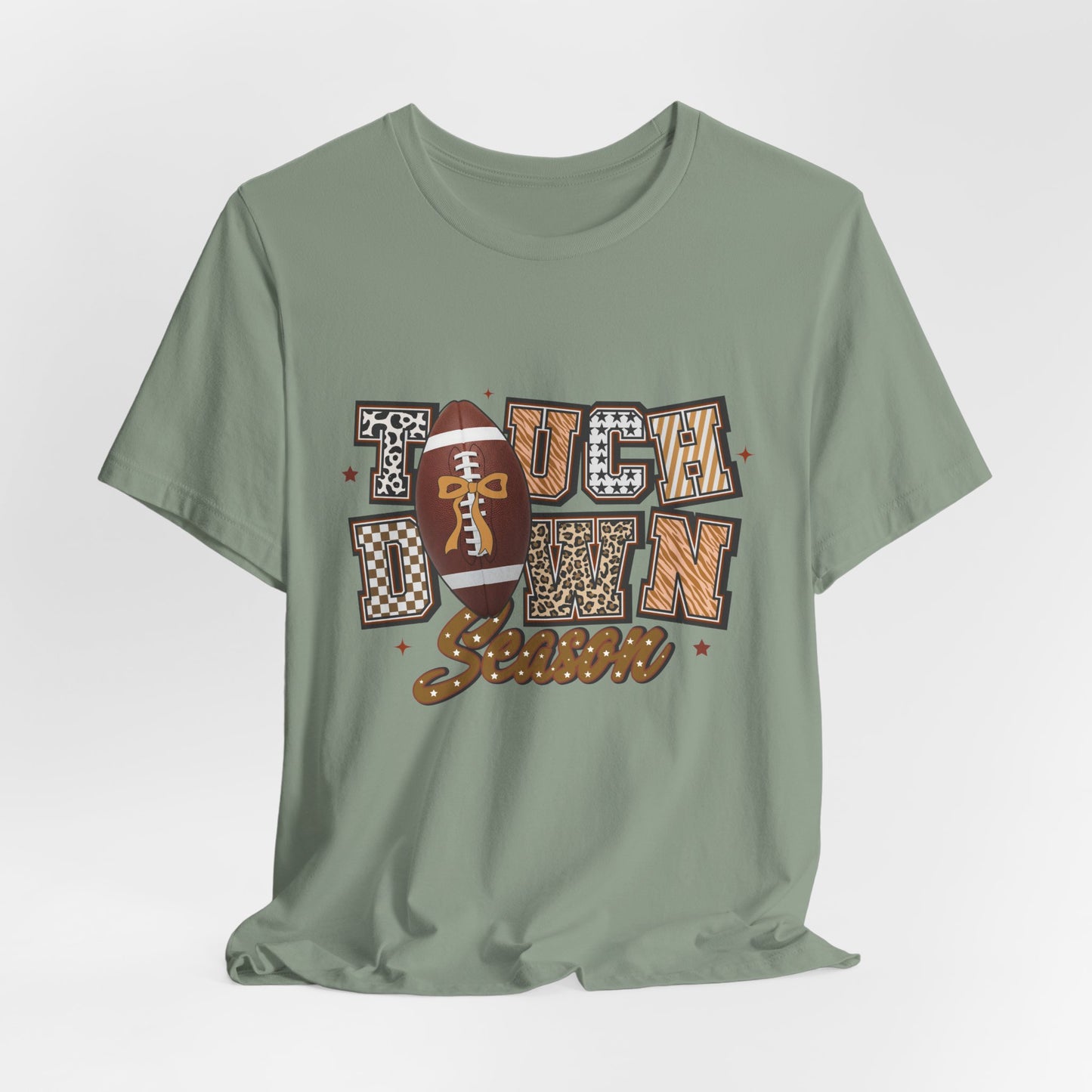 Touchdown Season Football T-Shirt — Retro Brown Leopard Print Design