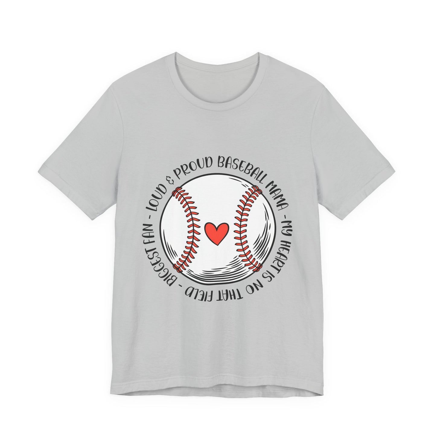 Baseball Mom Tee – Proud Baseball Mama Graphic Shirt (Heart & Stitch Design)