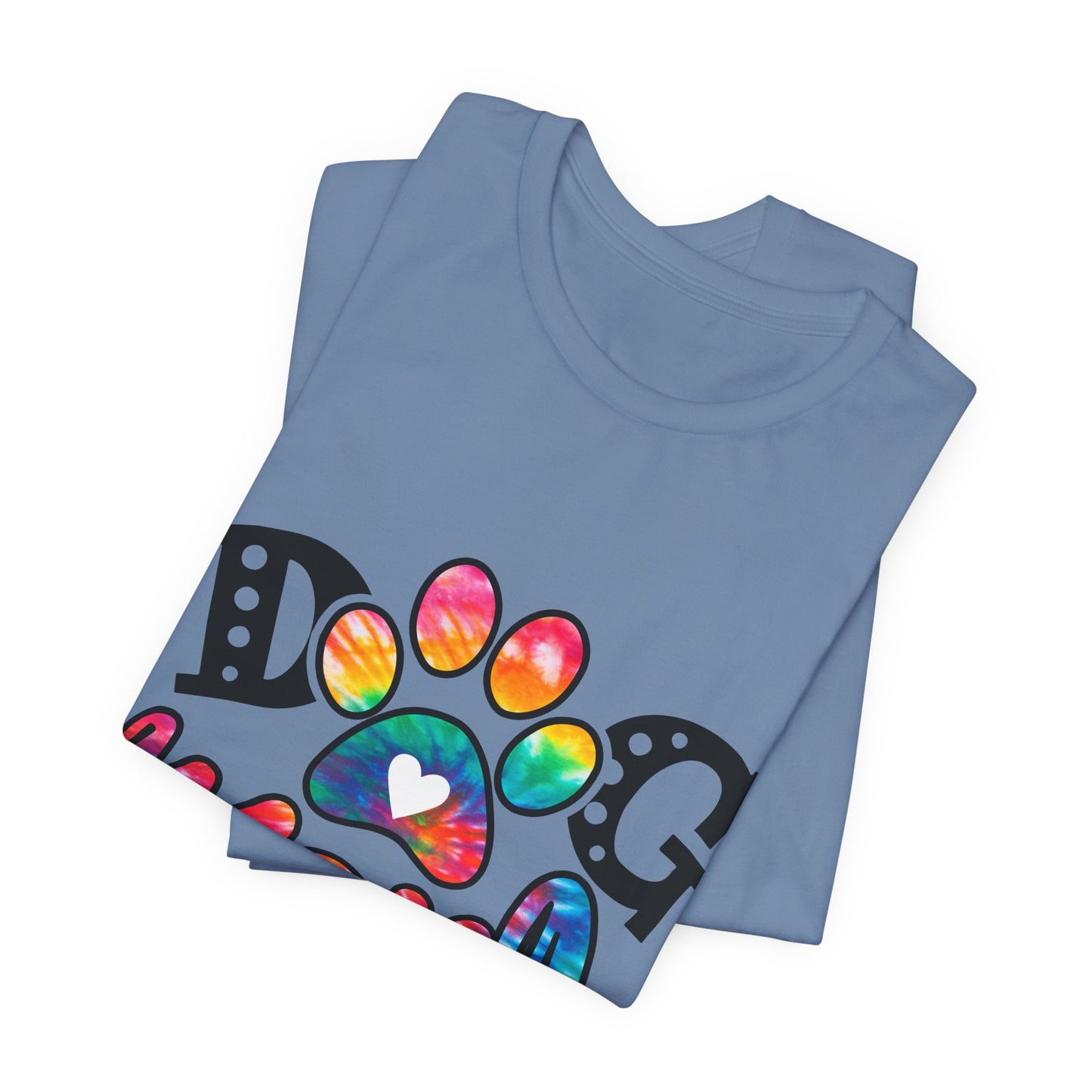 Dog Mom T-Shirt - Colorful Rainbow Paw Design