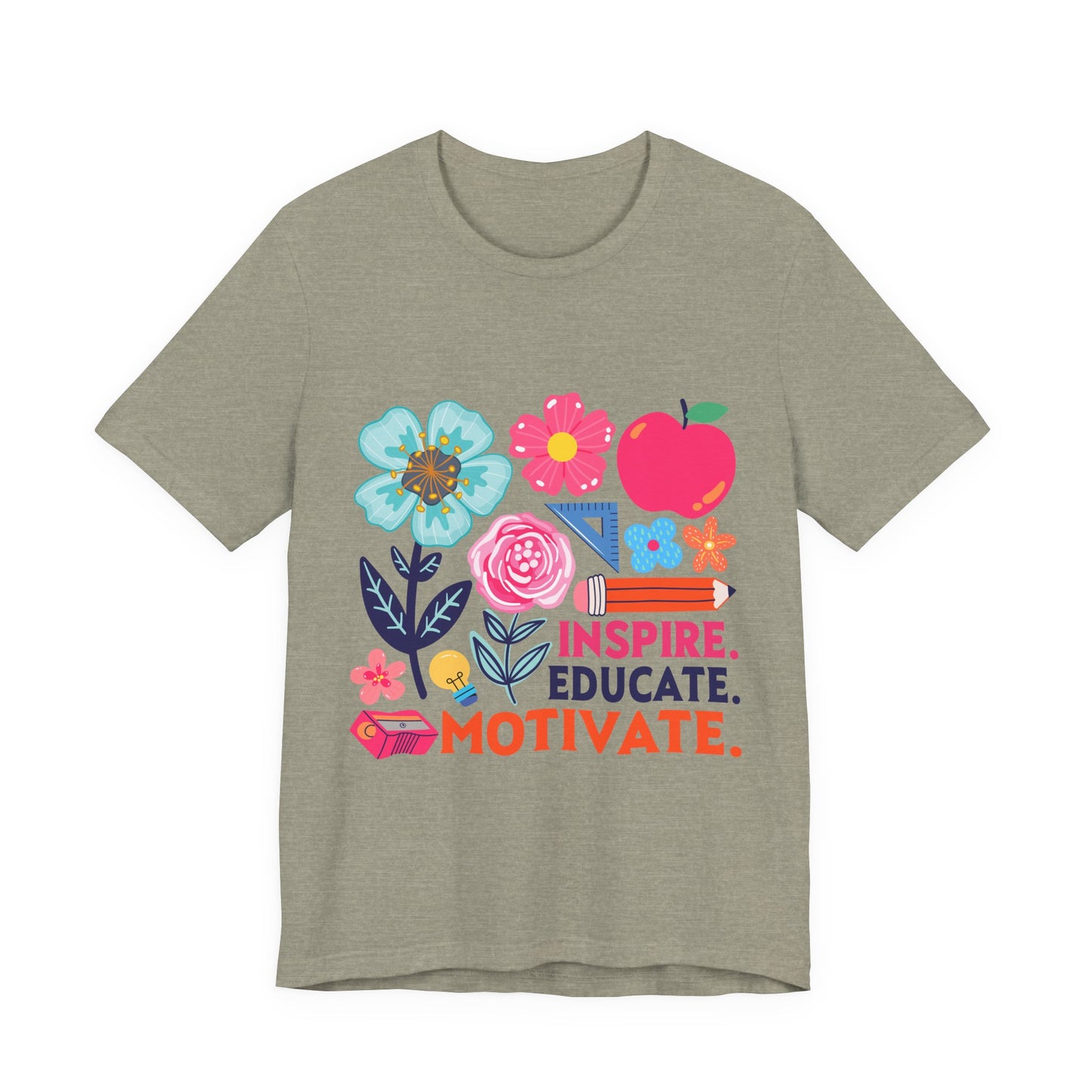 Teacher Floral Tee — Inspire. Educate. Motivate. Short Sleeve