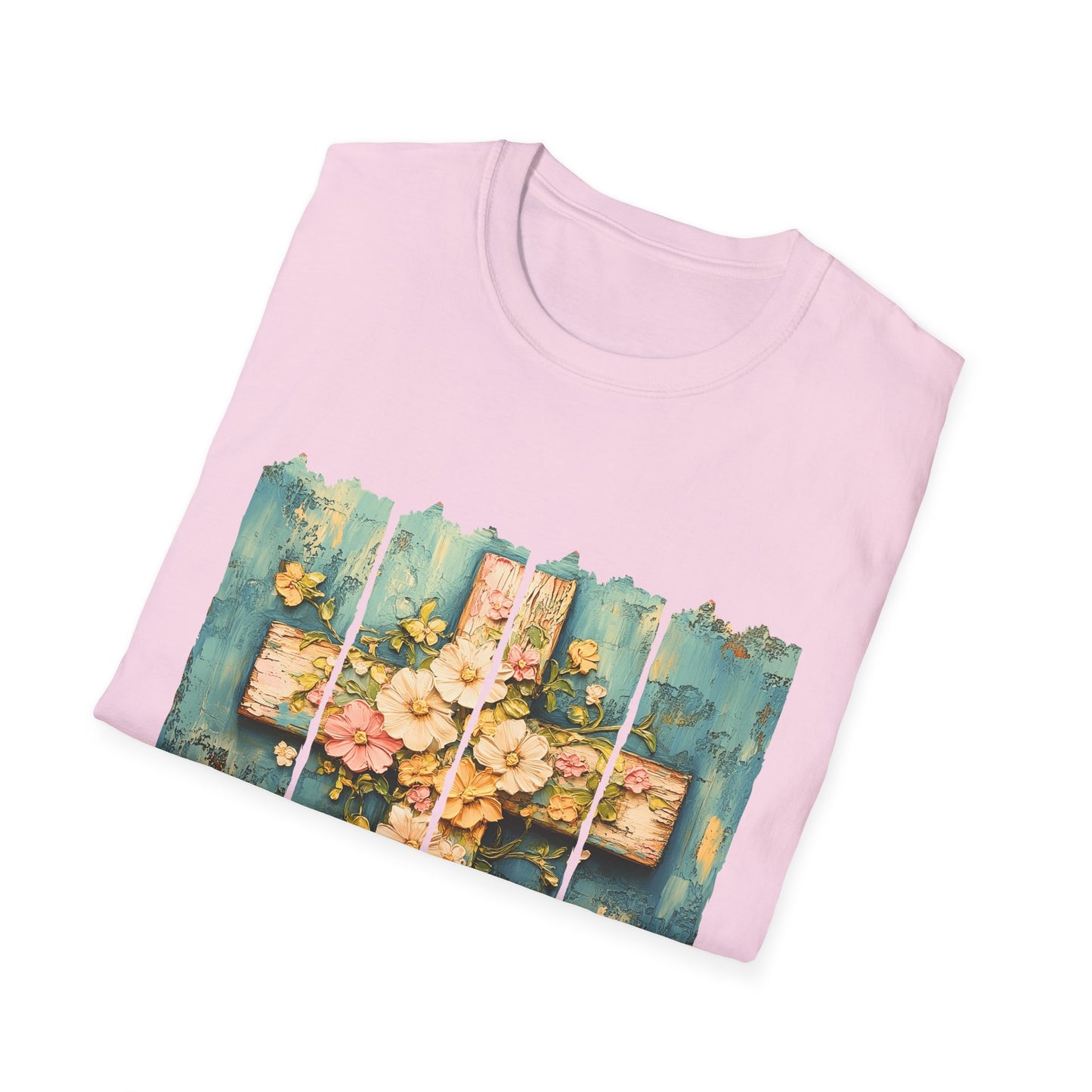 Floral Cross Christian T-Shirt — Faith, Hope & New Life Easter Tee