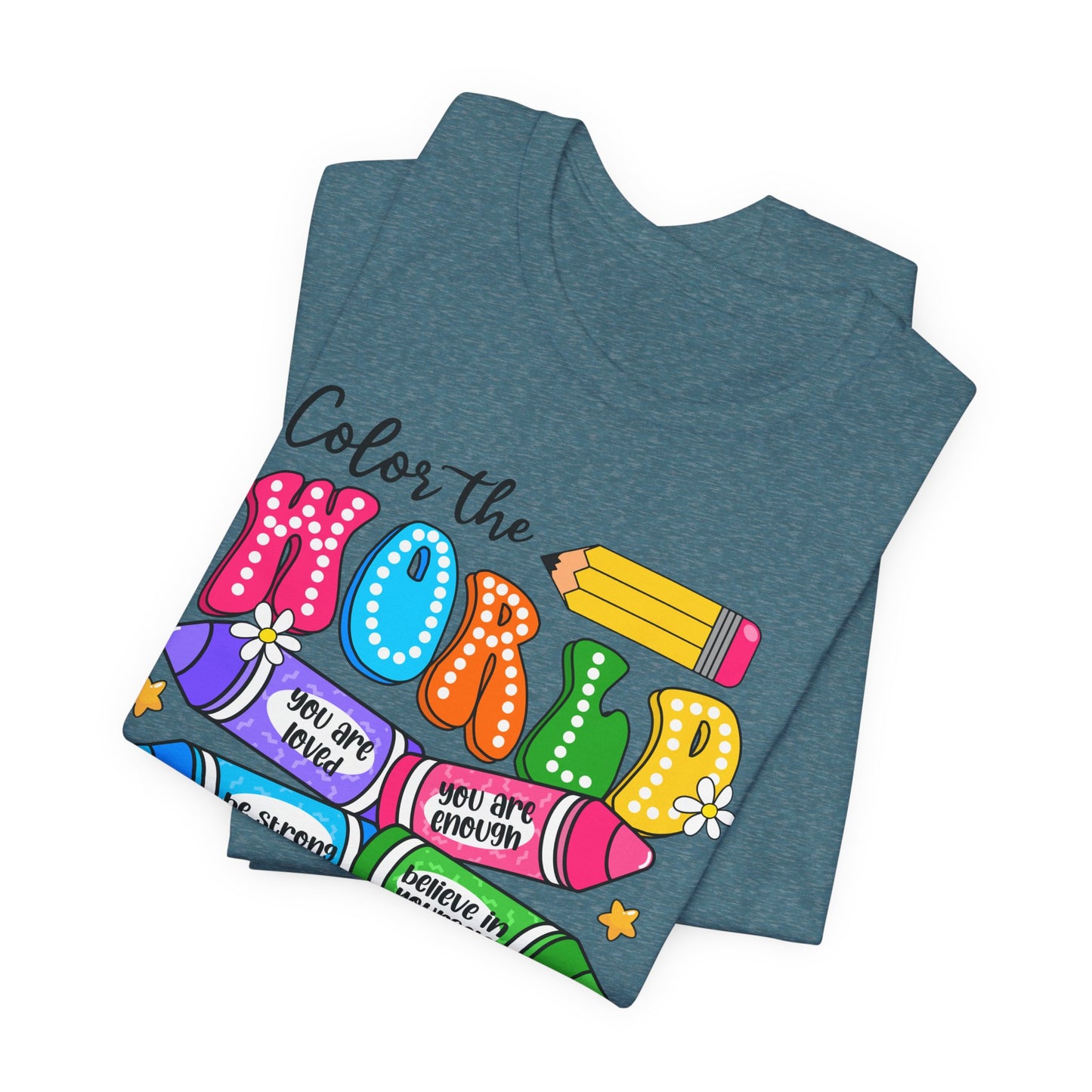 Color the World with Kindness T-Shirt — Kids & Teachers Positive Message Tee