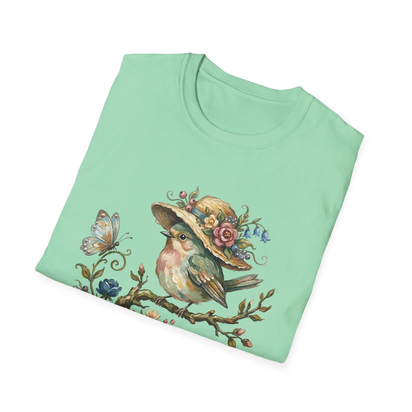 Garden Bird Tee — "There is a quiet peace to be found in the heart of the garden" Floral Bird T-Shirt