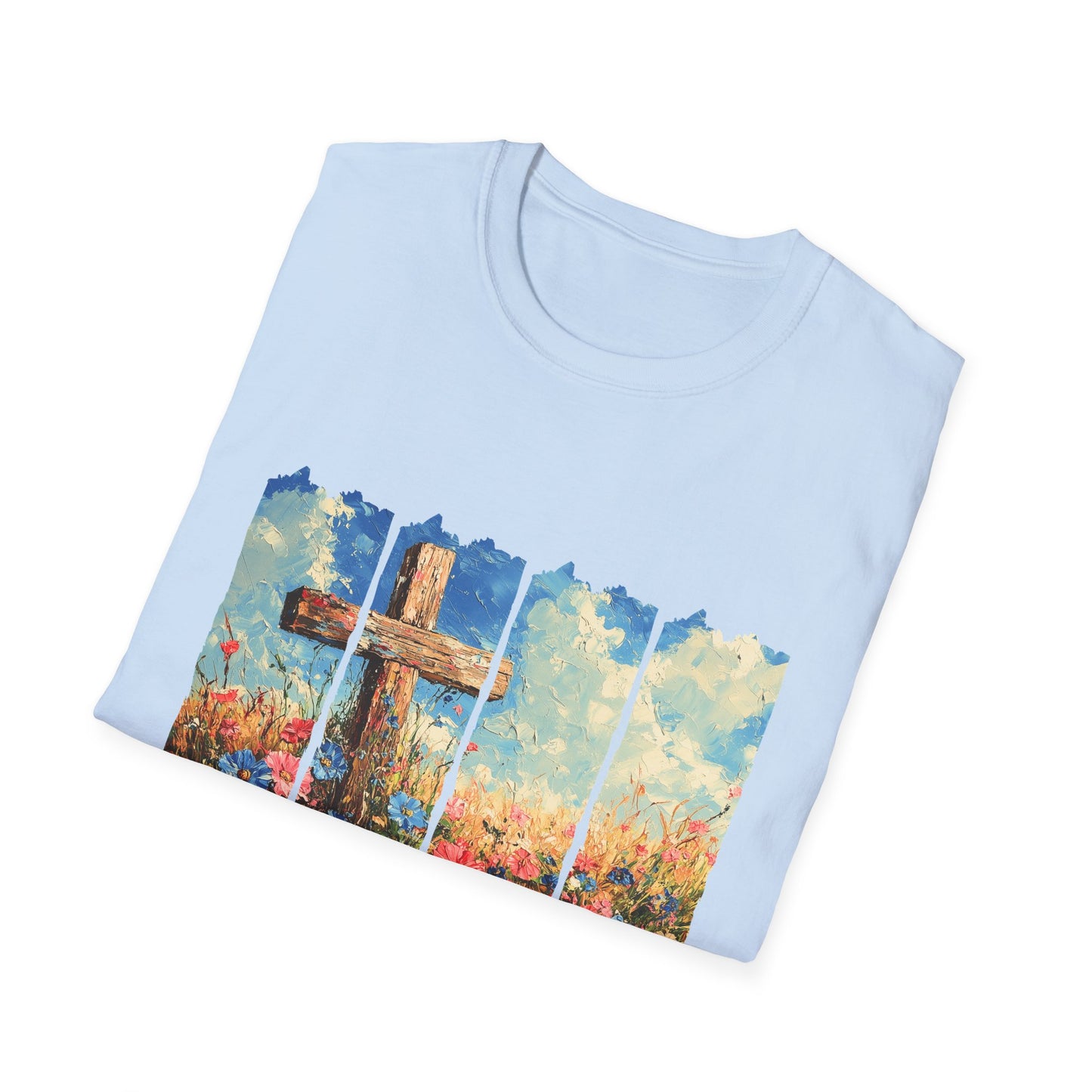 Cross and Flowers T-Shirt – Christian Faith Floral Graphic Tee (Acts 2:37)