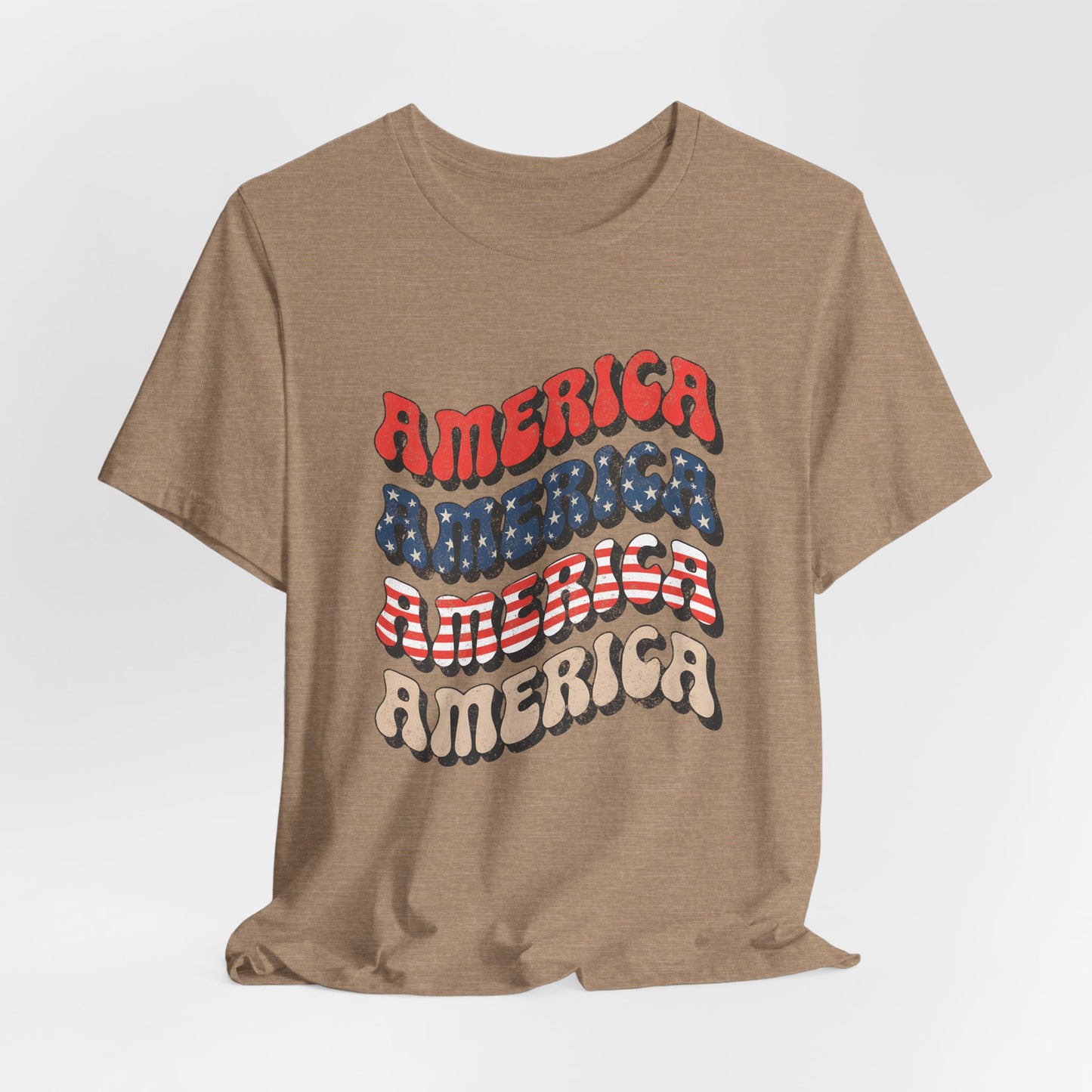 Patriotic "America" Retro Wave T-Shirt