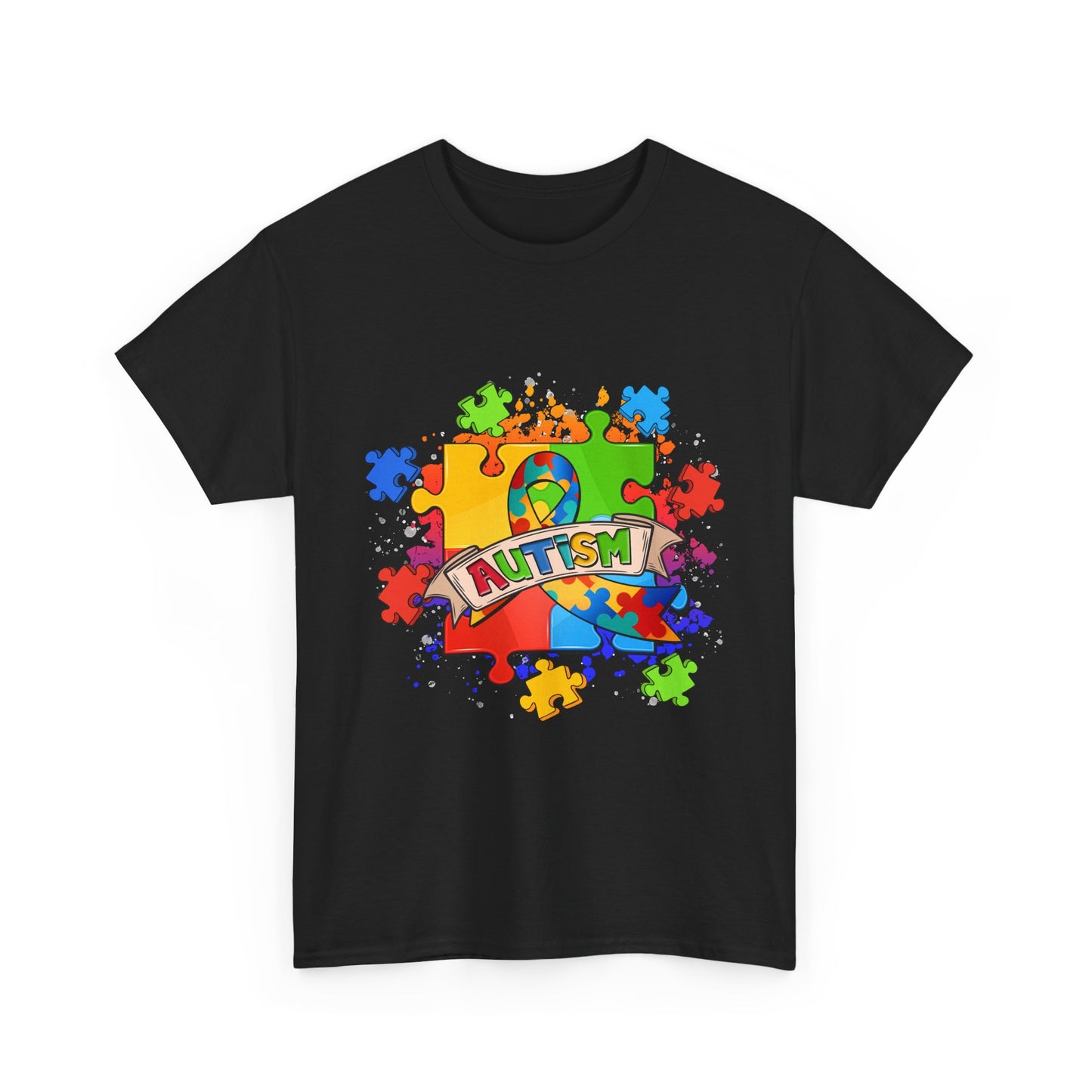 Autism Awareness Puzzle Tee – Colorful 'Autism' Ribbon Design