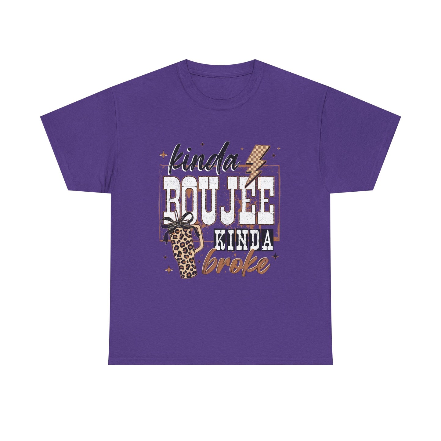 Kinda Boujee Kinda Broke Tee — Leopard Print Graphic T‑Shirt