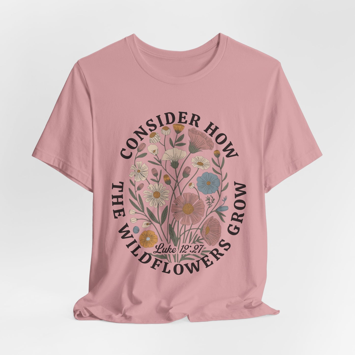 Floral 'Consider How the Wildflowers Grow' T-Shirt