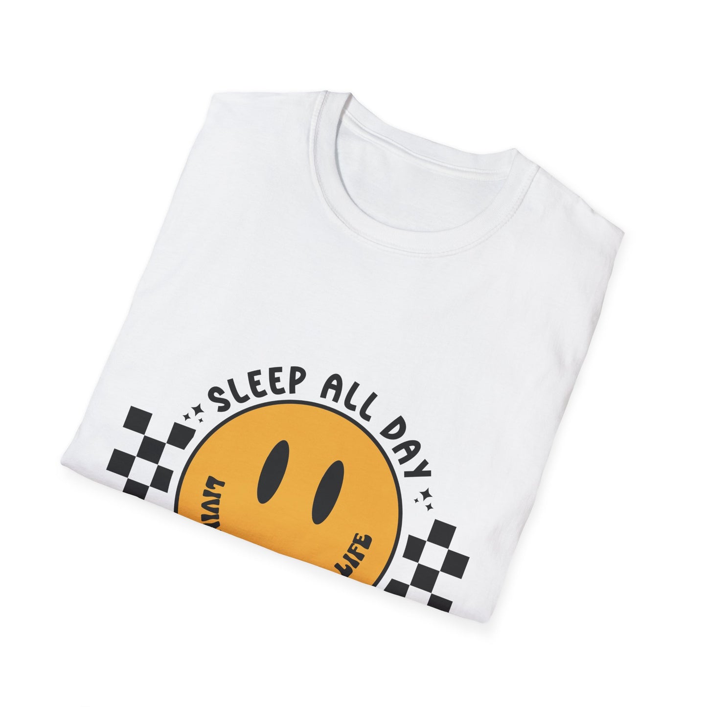 Nurse Smiley Tee — “Sleep All Day, Nurse All Night” Graphic T-Shirt